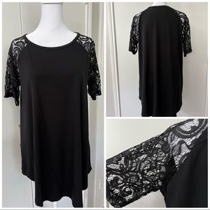 Zenana Signature | Black Lace Short Sleeve Top Blouse Tunic